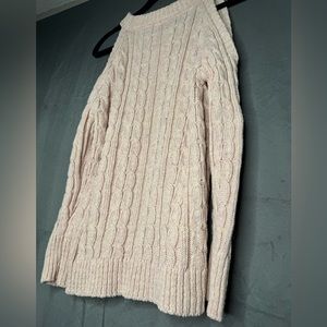 Cableknit cold shoulder sweater